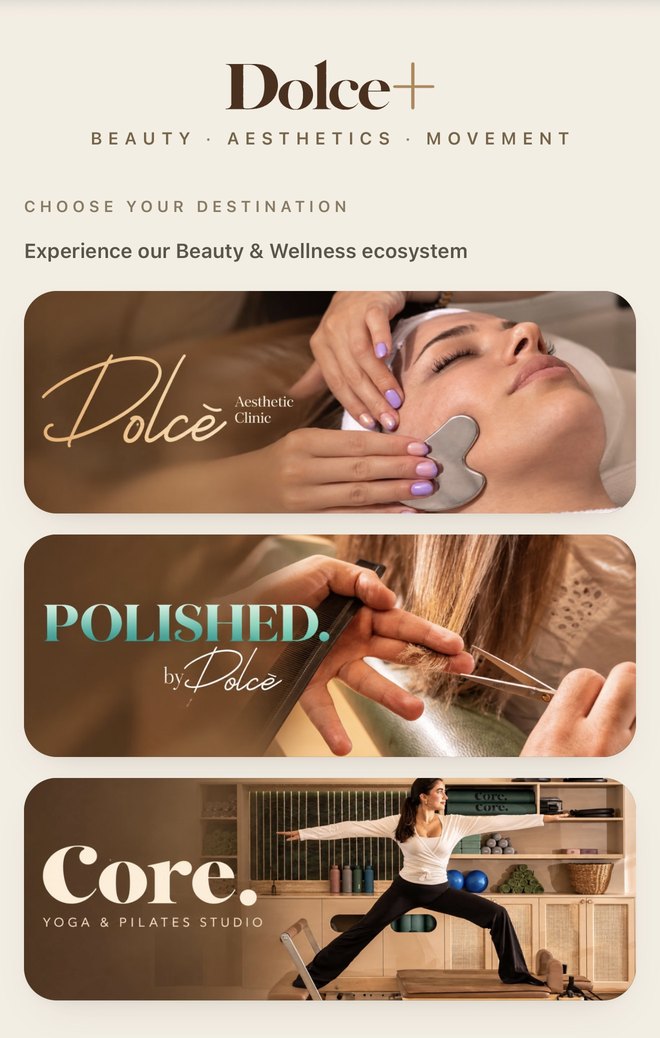 تطبيق Dolce+: اختر وجهتك — Dolce أو Polished أو Core